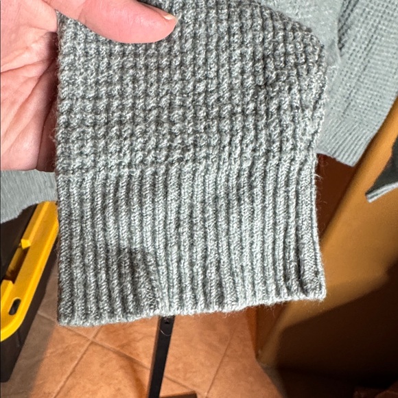 Aerie Green Waffle Knit Hoodie Cozy Pullover Size XS Oversized - Picture 5 of 9